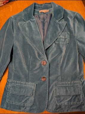 Teal Velvety Velour Blazer Jacket